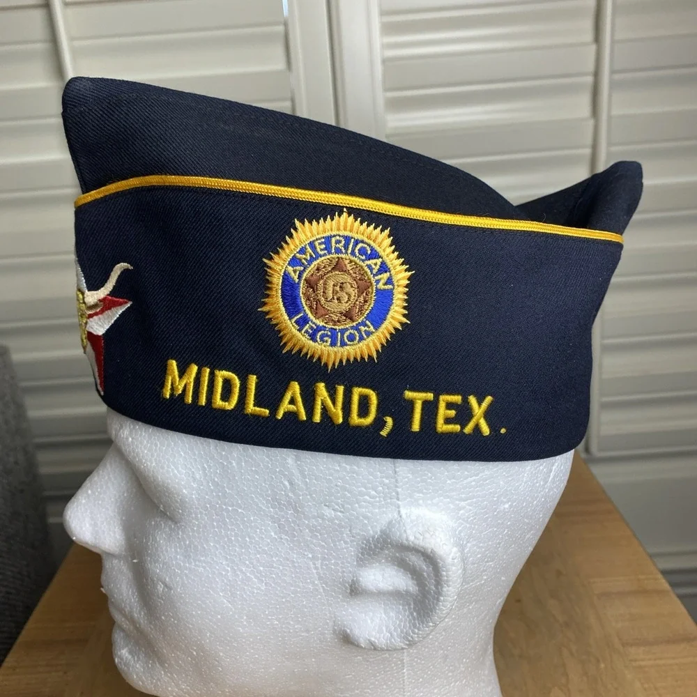 VTG AMERICAN LEGION GARRISON HATS Midland, Granbury. TX Embroidered Size 6 7/8